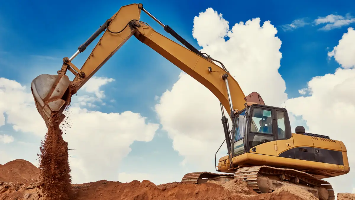 Loader excavator Loader excavator during earthmoving works