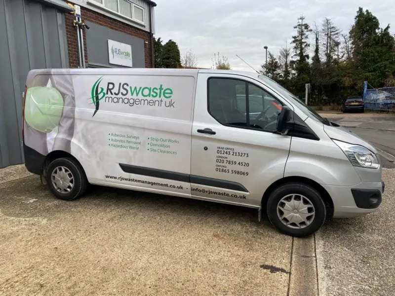 RJS Waste Management branded van RJS Waste Management Chichester van outside head office